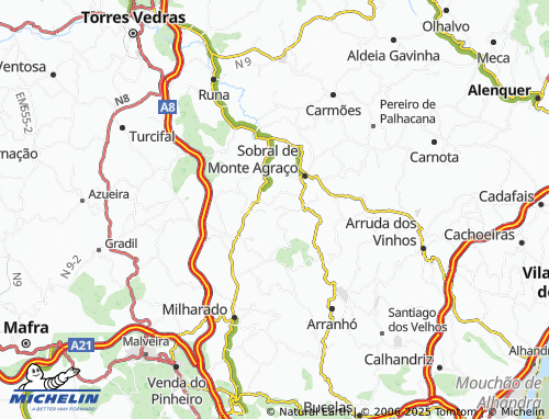 MICHELIN Pedreira map - ViaMichelin
