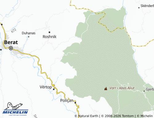 MICHELIN Tomor i Vogël map - ViaMichelin