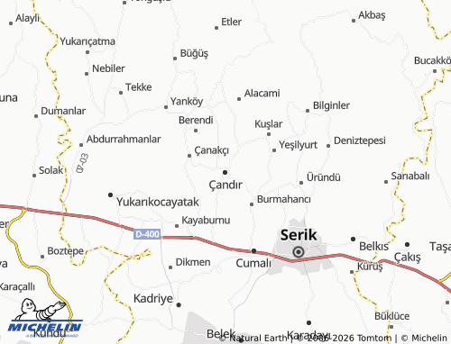 MICHELIN Çandır map - ViaMichelin