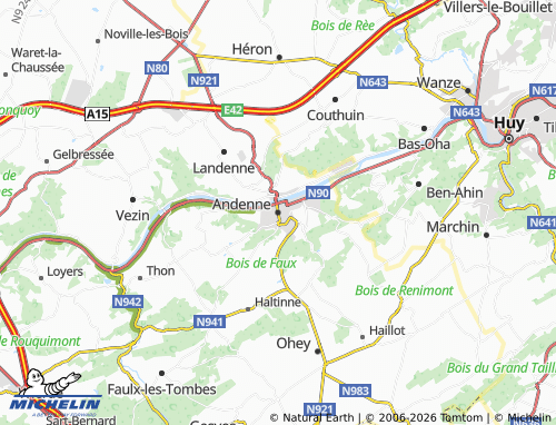 MICHELIN Andenne map - ViaMichelin
