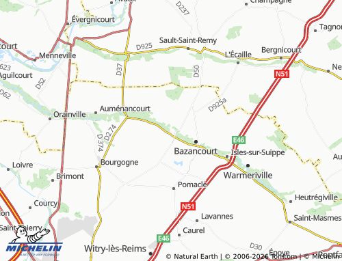 Carte MICHELIN Boult-sur-Suippe - ViaMichelin