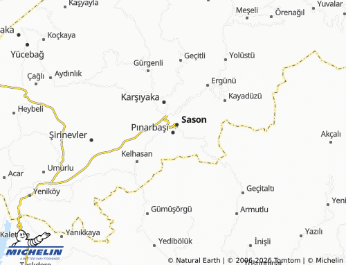 Mappa MICHELIN Pınarbaşı - ViaMichelin