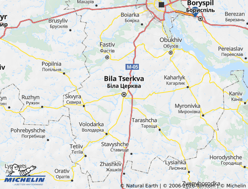 Mapa MICHELIN Bilotserkivskyi raion - ViaMichelin