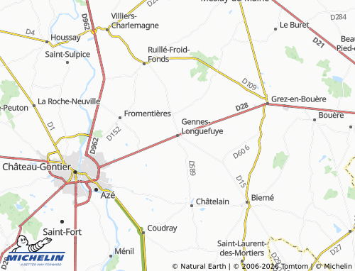 MICHELIN Gennes-Longuefuye map - ViaMichelin