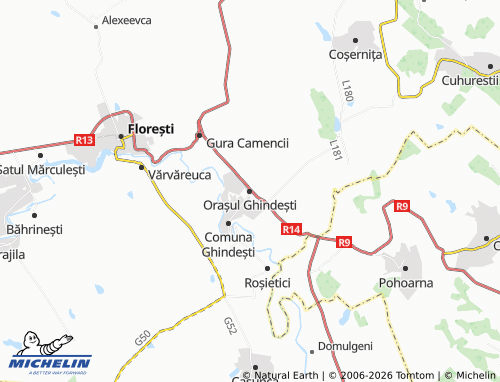 Mapa MICHELIN Orașul Ghindești - ViaMichelin