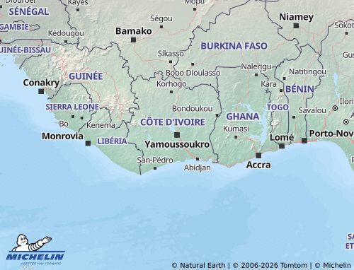 Mapa MICHELIN Costa de Marfil - ViaMichelin