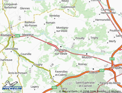 Mapa MICHELIN Jonchery-sur-Vesle - ViaMichelin