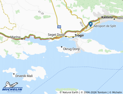 MICHELIN Okrug Donji map - ViaMichelin