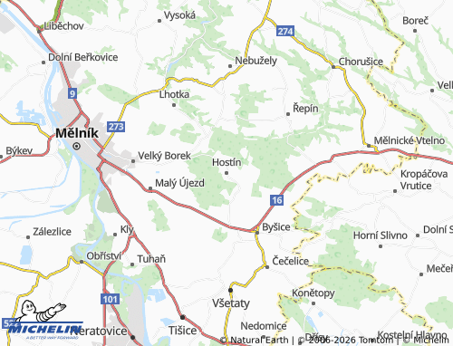 Kaart MICHELIN Hostín - ViaMichelin