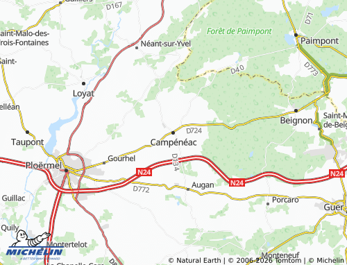Carte MICHELIN Campénéac - ViaMichelin