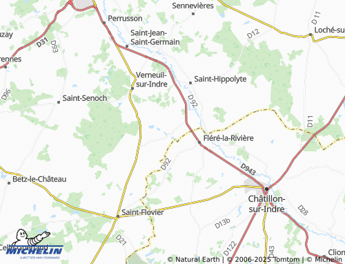 MICHELIN Bridoré map - ViaMichelin