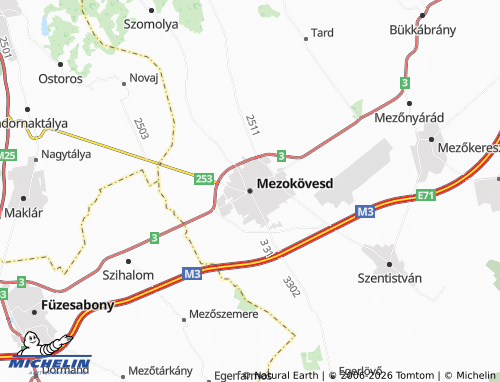MICHELIN Mezokövesd map - ViaMichelin