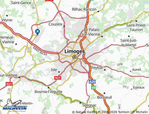 MICHELIN Limoges map - ViaMichelin