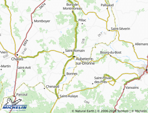 Carte MICHELIN Aubeterre-sur-Dronne - ViaMichelin