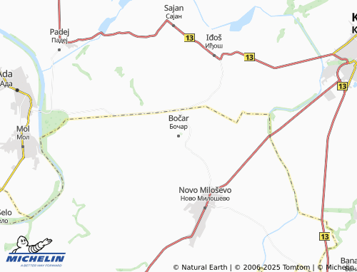 MICHELIN Bočar map - ViaMichelin