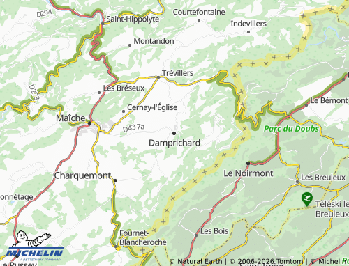 MICHELIN Damprichard map - ViaMichelin