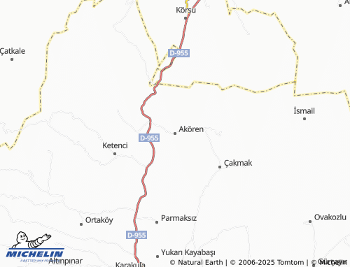 MICHELIN Akören map - ViaMichelin