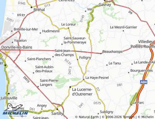 MICHELIN-Landkarte Folligny - ViaMichelin