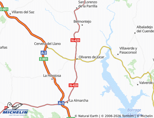 MICHELIN Olivares de Júcar map - ViaMichelin