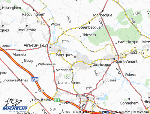 Carte MICHELIN Isbergues - ViaMichelin