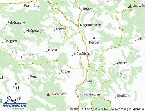 Mapa MICHELIN Nógrádsáp - ViaMichelin