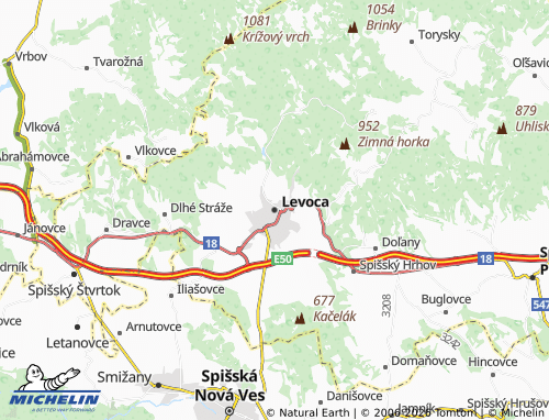 MICHELIN Levoca map - ViaMichelin