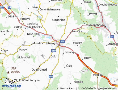MICHELIN Litomysl map - ViaMichelin