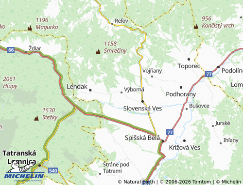 Mapa MICHELIN Výborná - ViaMichelin