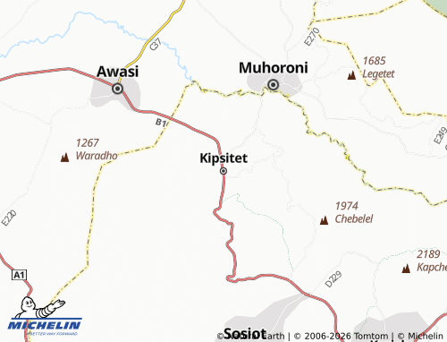 MICHELIN Kipsitet map - ViaMichelin