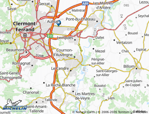 Carte MICHELIN Cournon-d'Auvergne - ViaMichelin