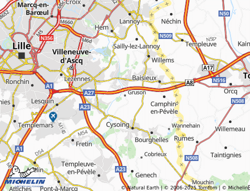 Carte MICHELIN Gruson - ViaMichelin