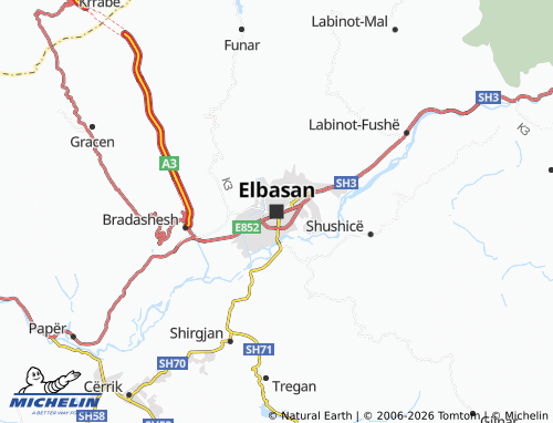 Mapa MICHELIN Elbasan - ViaMichelin