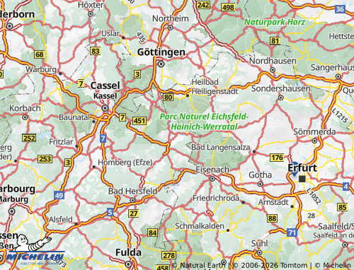 Mapa MICHELIN Werra-Meissner - ViaMichelin