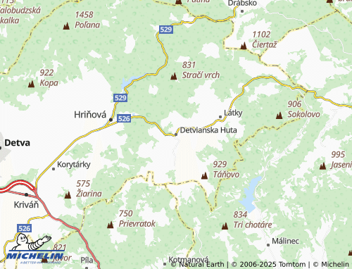 MICHELIN Detvianska Huta map - ViaMichelin
