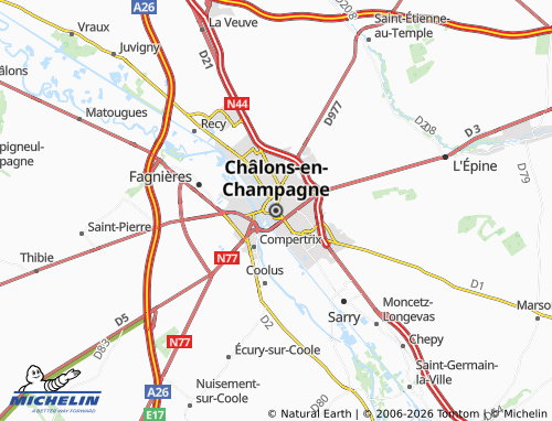 Kaart MICHELIN Châlons-en-Champagne - ViaMichelin