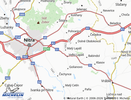 MICHELIN Malý Lapáš map - ViaMichelin