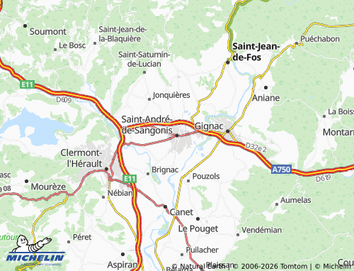 Mapa MICHELIN Saint-André-de-Sangonis - ViaMichelin