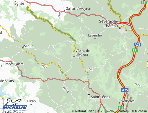 MICHELIN Vézins-de-Lévézou map - ViaMichelin