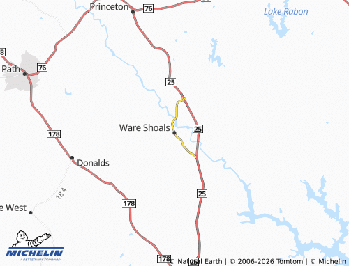 Carte MICHELIN Ware Shoals - ViaMichelin