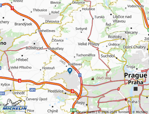 Mapa MICHELIN Tuchoměřice - ViaMichelin