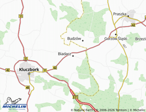 MICHELIN Biadacz map - ViaMichelin