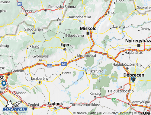 MICHELIN Mezőkövesdi járás map - ViaMichelin