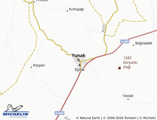MICHELIN Yunak map - ViaMichelin