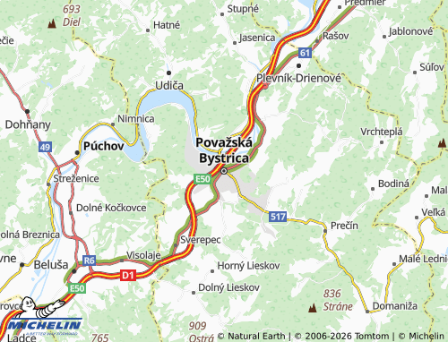 MICHELIN Považská Bystrica map - ViaMichelin