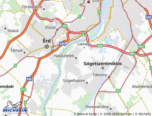 MICHELIN Halásztelek map - ViaMichelin