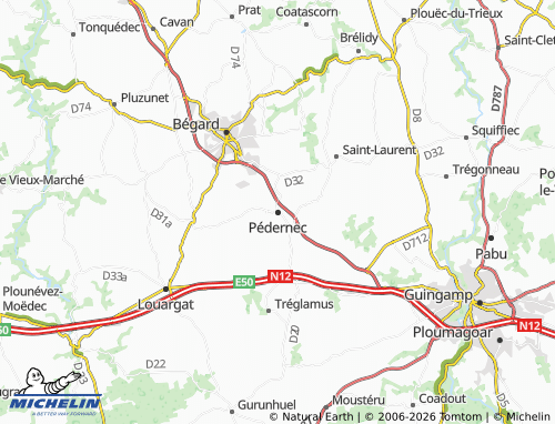 MICHELIN Pédernec map - ViaMichelin