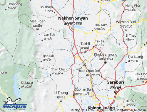 Mapa MICHELIN Provincia de Chai Nat - ViaMichelin