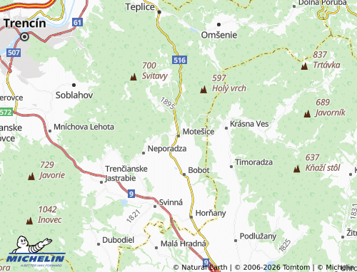 MICHELIN Motešice map - ViaMichelin