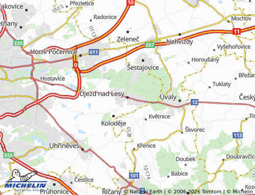 Mapa MICHELIN Újezd nad Lesy - ViaMichelin