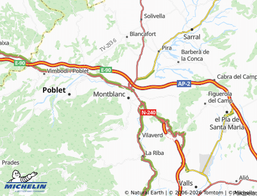 MICHELIN-Landkarte Montblanc - ViaMichelin
